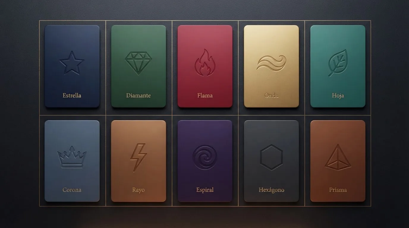 Una cuadrícula de diez tarjetas con los logotipos de los casinos analizados, sobre un fondo oscuro con acentos dorados