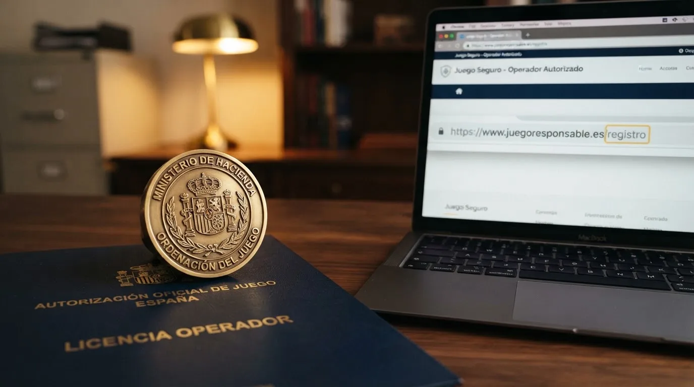 Sello de la Dirección General de Ordenación del Juego y dominio .es de un casino online español.