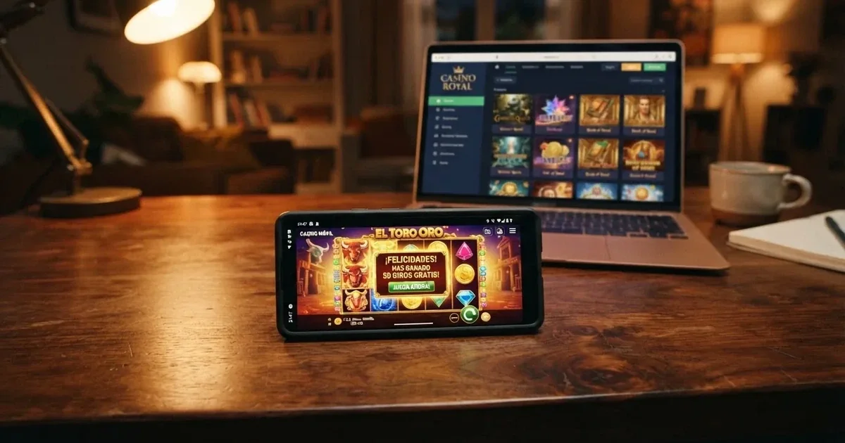 Pantalla de un casino online español mostrando una oferta de giros gratis sin depósito junto a varias tragaperras populares