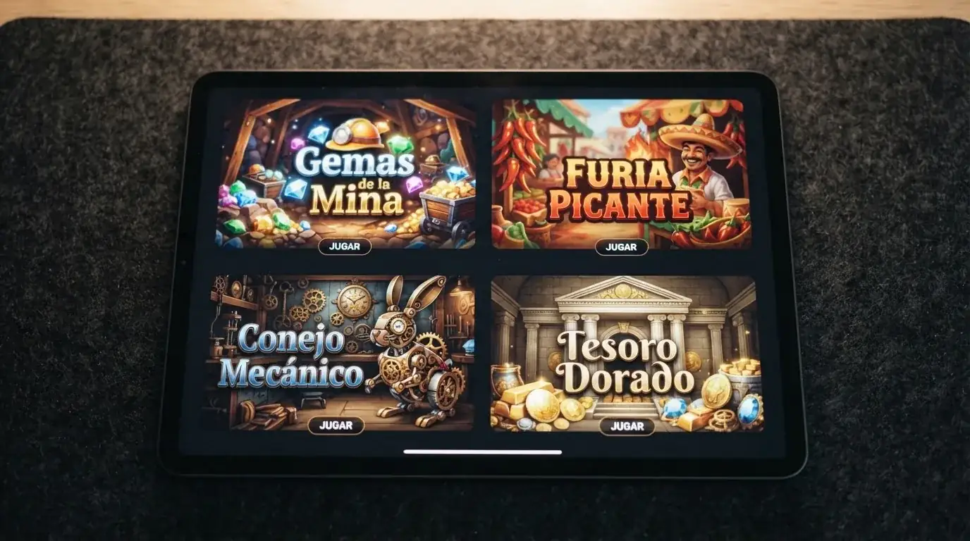 Collage visual de las portadas de los slots más emblemáticos de Big Time Gaming — Bonanza, Extra Chilli, White Rabbit y Royal Mint — con sus nombres visibles